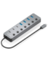 AISENS Hub USB3.2 Gen2 10G USB-C, USB-C/M-4xUSB-A/H+3xUSB-C/H+1xUSB-C/H PD3.0 100W, Gris, 30cm