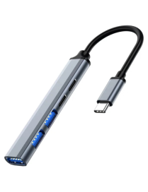 Ewent EW1149 hub de interfaz USB 3.2 Gen 1 (3.1 Gen 1) Type-C 5000 Mbit/s Gris, Plata