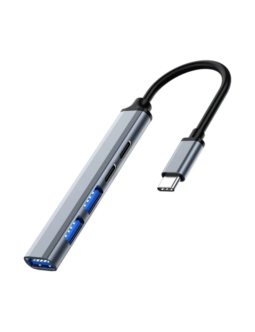 Ewent EW1149 hub de interfaz USB 3.2 Gen 1 (3.1 Gen 1) Type-C 5000 Mbit/s Gris, Plata