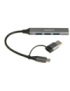Ewent EW1154 hub de interfaz USB 3.2 Gen 1 (3.1 Gen 1) Type-A + Type-C Gris