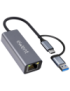 Ewent EW9819 hub de interfaz USB 3.2 Gen 1 (3.1 Gen 1) Type-A + Type-C 1000 Mbit/s Gris