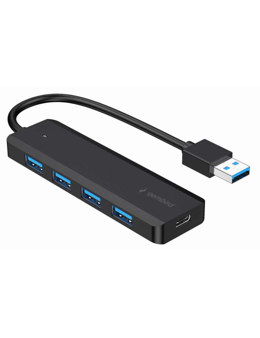 Gembird UHB-U3P4P-02 hub de interfaz USB 3.2 Gen 1 (3.1 Gen 1) Type-A 5000 Mbit/s Negro