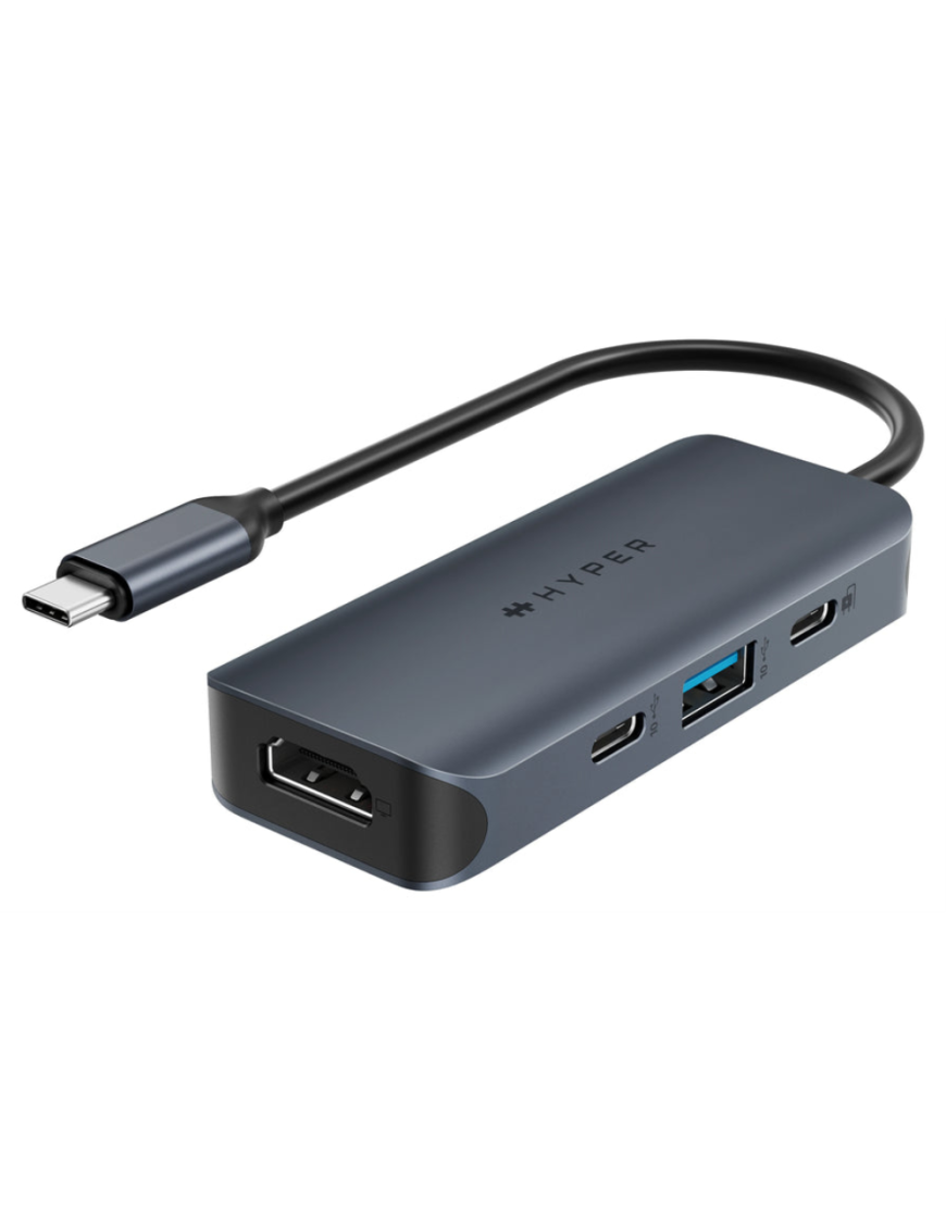 HYPER HD4001GL hub de interfaz USB 3.2 Gen 1 (3.1 Gen 1) Type-C 10000 Mbit/s Azul, Gris