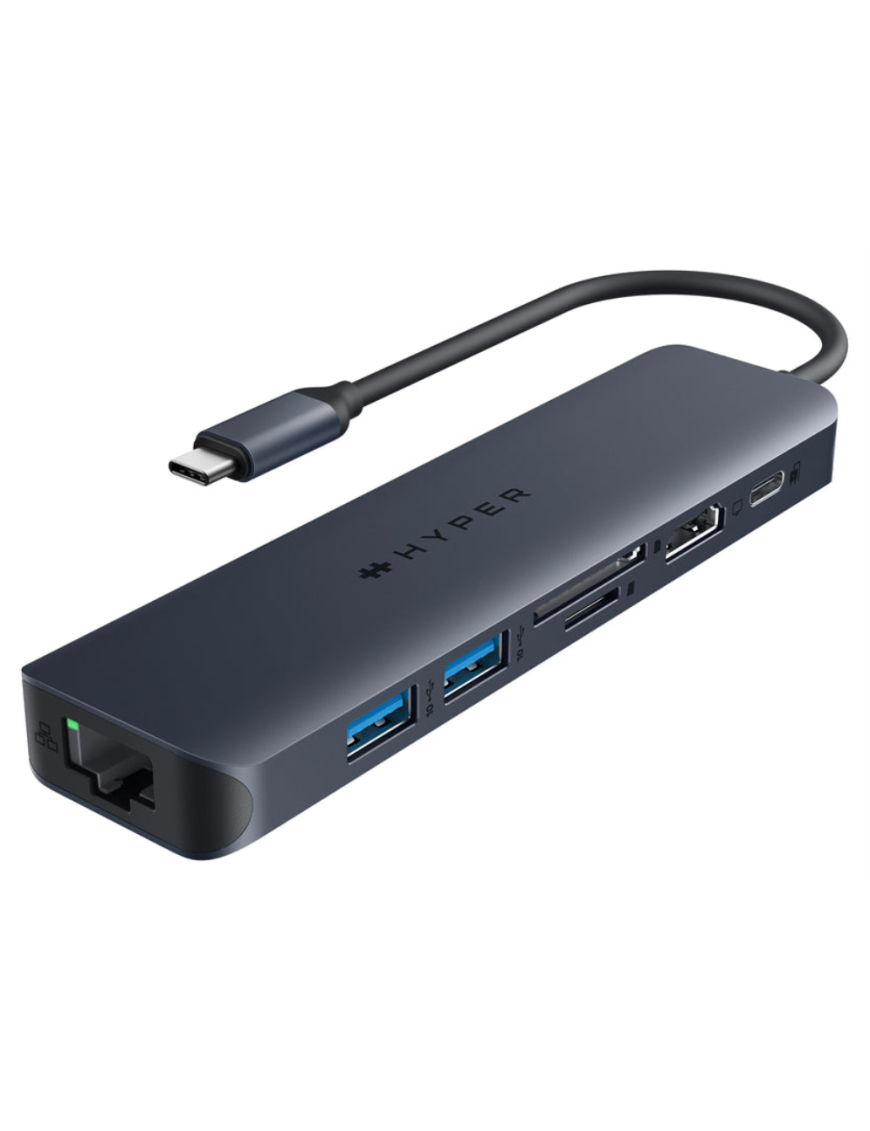 HYPER HD4003GL hub de interfaz USB 3.2 Gen 1 (3.1 Gen 1) Type-C 10000 Mbit/s Azul, Gris