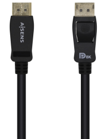 AISENS Cable Displayport Certificado V1.4 8k@60hz, DP/M-DP/M, Negro, 2.0m