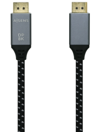 AISENS Cable Displayport V1.4 8k@60hz, DP/M-DP/M, Gris/Negro, 0.5m
