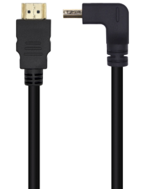 AISENS Cable HDMI V2.0 Acodado Premium Alta Velocidad / HEC 4K@60Hz 18Gbps, A/M-A/M, Negro, 1.0m