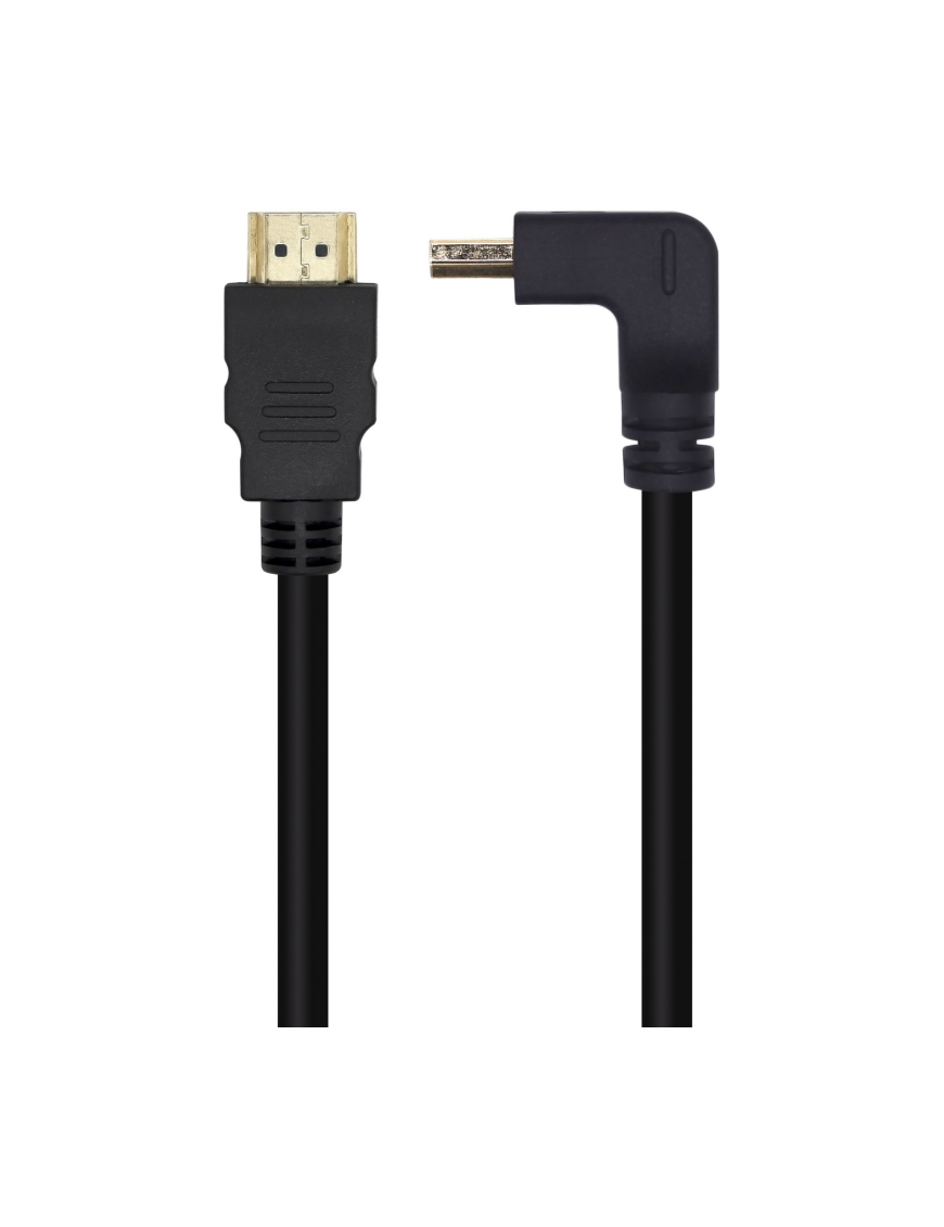AISENS Cable HDMI V2.0 Acodado Premium Alta Velocidad / HEC 4K@60Hz 18Gbps, A/M-A/M, Negro, 2.0m