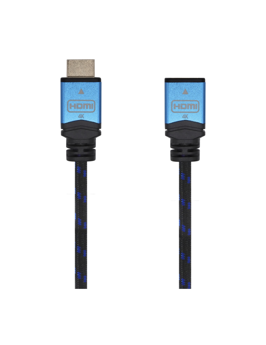 AISENS Cable HDMI V2.0 Prolongador Premium Alta Velocidad / HEC 4K@60Hz 18Gbps, A/M-A/H, Negro/Azul, 2.0m
