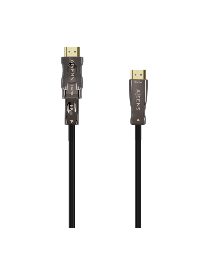 AISENS Cable Hdmi V2.1 AOC Desmontable Ultra Alta Velocidad / Hec 8K@60Hz 4K@120Hz 4:4:4 48Gbps, A/M-D/A/M, Negro, 15M