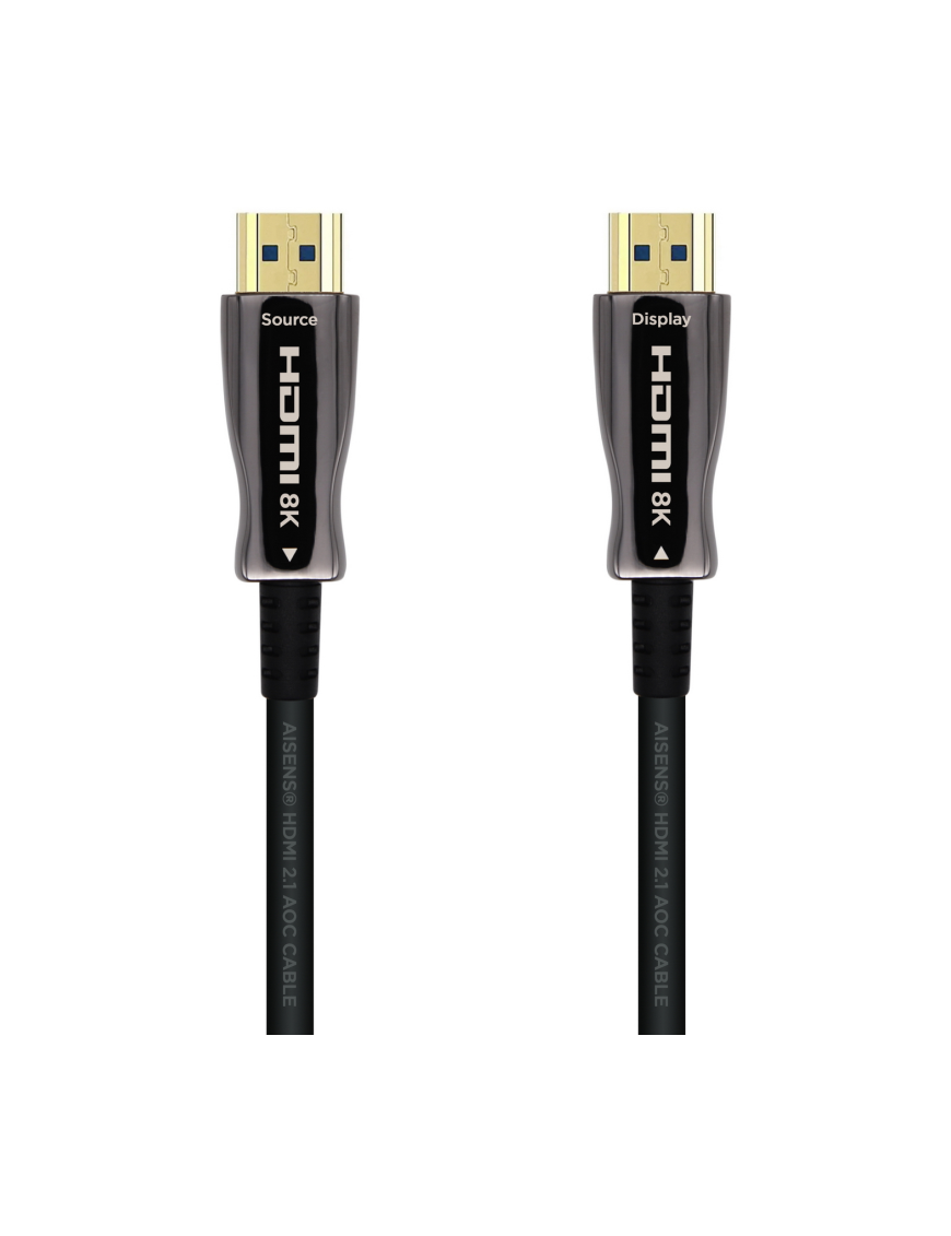 AISENS Cable HDMI V2.1 AOC Ultra Alta Velocidad / HEC 8k@60Hz 4k@120Hz 4:4:4 48Gbps, A/M-A/M, Negro, 30m