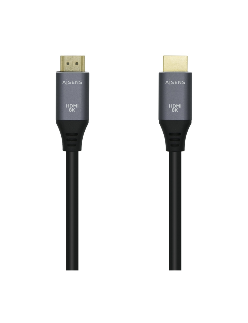 AISENS Cable HDMI V2.1 Ultra Alta Velocidad / HEC 8k@60Hz 48Gbps, A/M-A/M, Gris/Negro, 1.5m