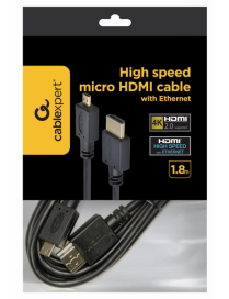Gembird 1.8m HDMI-M/micro HDMI-M cable HDMI 1,8 m HDMI tipo A (Estándar) HDMI tipo D (Micro) Negro