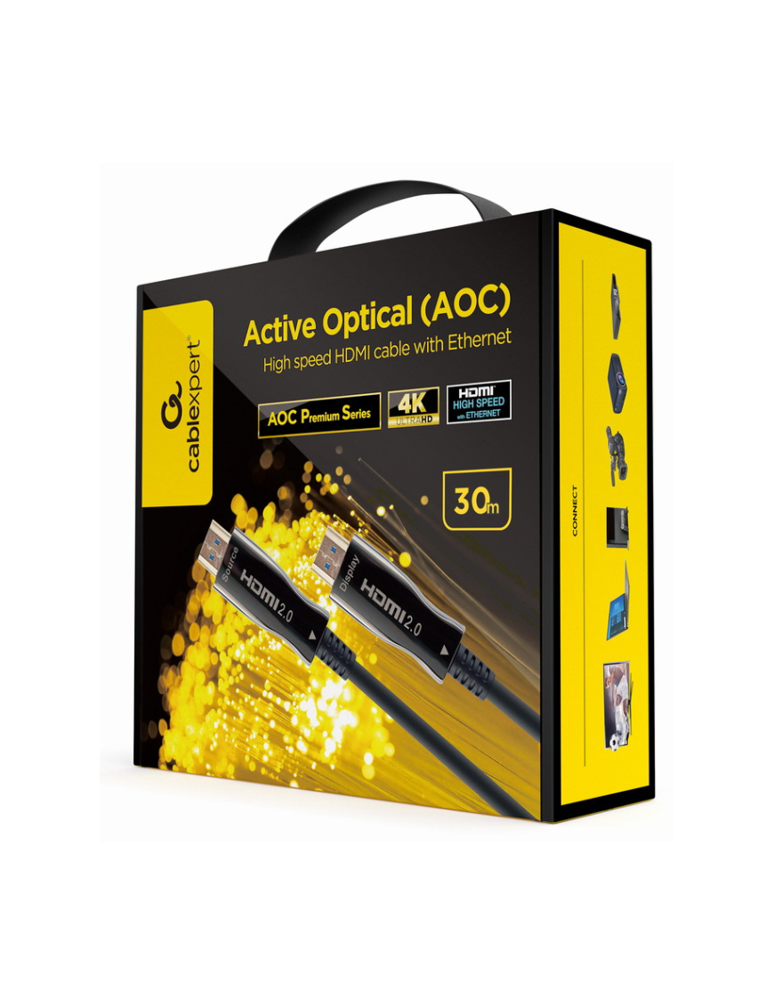 Gembird CCBP-HDMI-AOC-30M-02 cable HDMI HDMI tipo A (Estándar) Negro