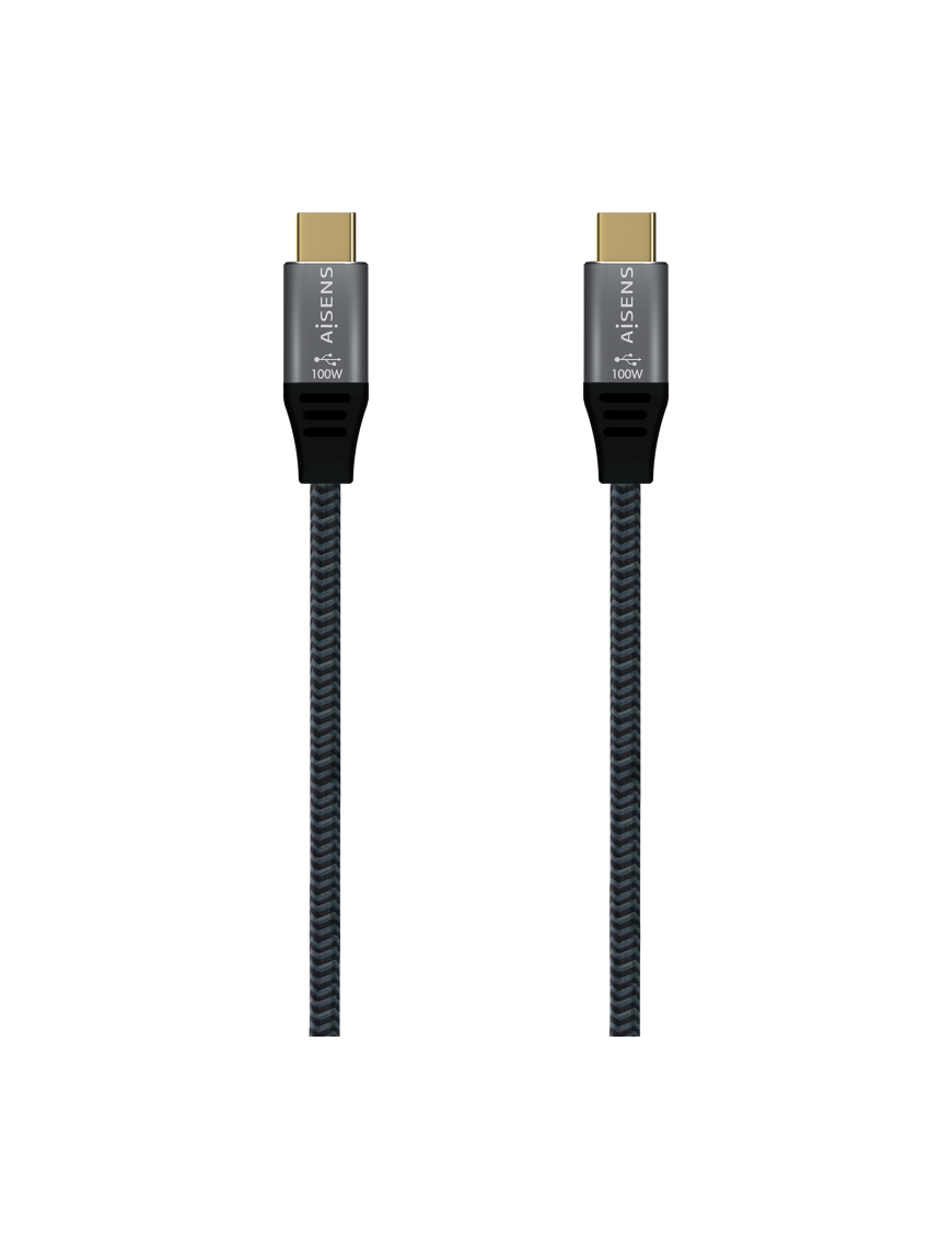AISENS – USB 3.2 Gen2x2 Aluminum Cable 20Gbps 8K@30Hz 5A 100W E-Mark, Type USB-C/M-USB-C/M, Grey, 1.5 m