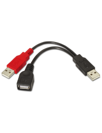 AISENS A101-0030 cable USB USB 2.0 0,15 m 2 x USB A USB A Negro, Rojo