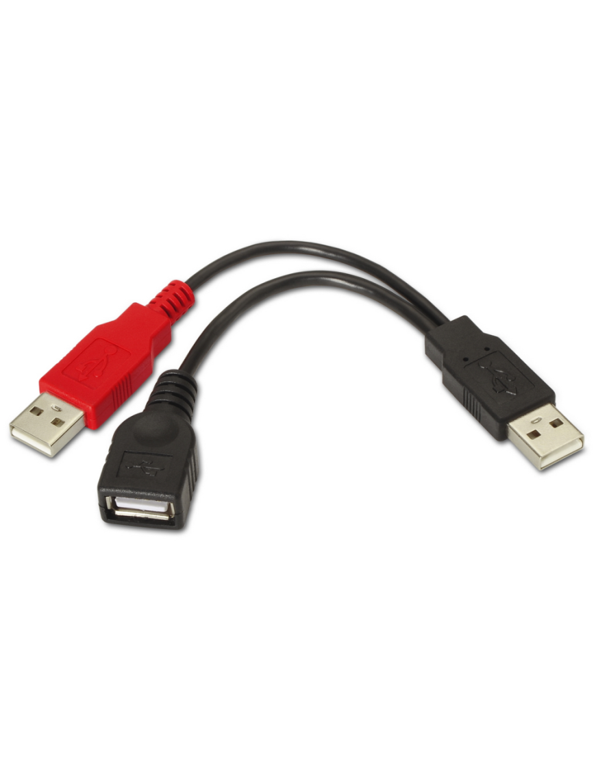 AISENS A101-0030 cable USB USB 2.0 0,15 m 2 x USB A USB A Negro, Rojo