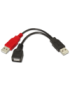 AISENS A101-0030 cable USB USB 2.0 0,15 m 2 x USB A USB A Negro, Rojo