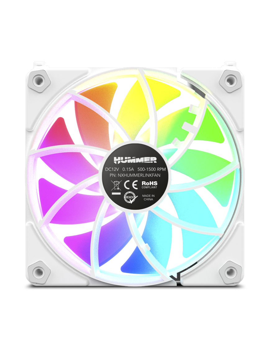 NOX Hummer NXHUMMERELINKWH sistema de refrigeración para ordenador Carcasa del ordenador Ventilador 12 cm Blanco 1 pieza(s)