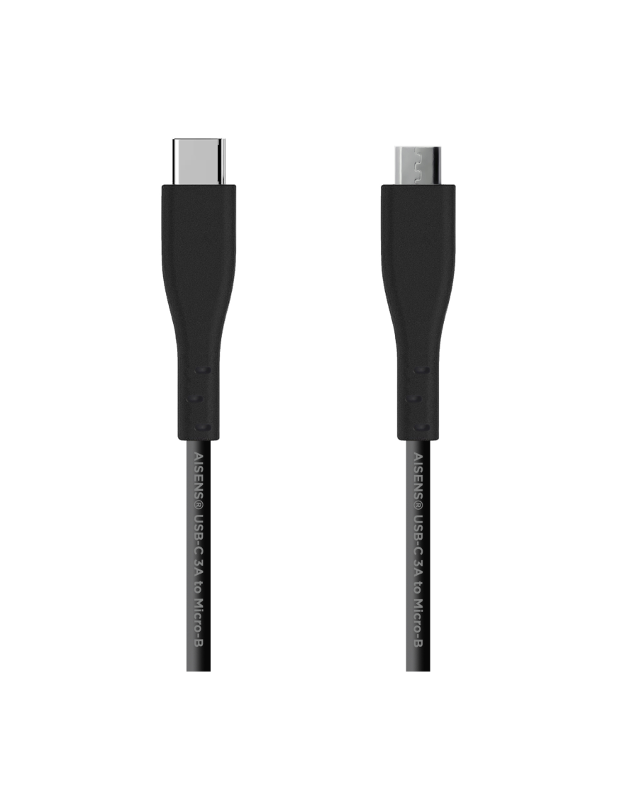 AISENS Cable USB 2.0 3A, tipo USB C/M - micro B/M, Negro, 1.0 m