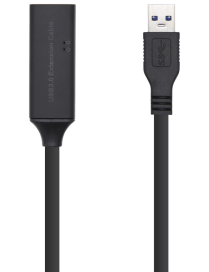 AISENS Cable USB 3.0 Prolongador con amplificador y alim., Tipo A/M-A/H, Negro, 10m