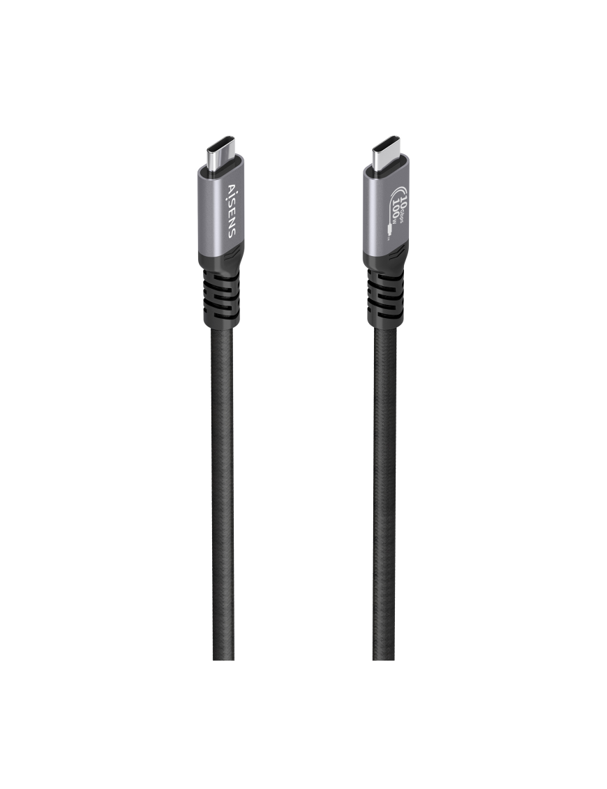 AISENS Cable USB 3.2 Gen2 Aluminio 10Gbps 8K@30Hz 5A 100W E-Mark, Tipo USB-C/M-USB-C/M, Negro, 5.0m
