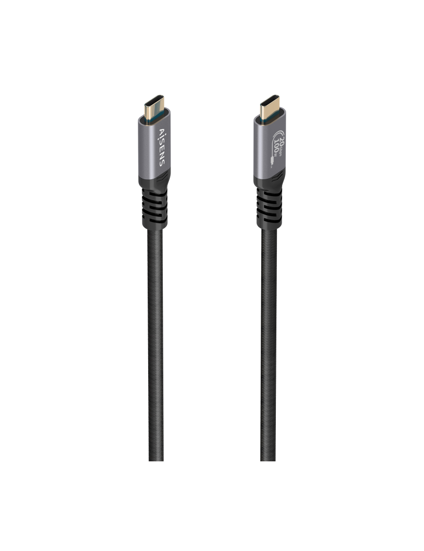 AISENS Cable USB 3.2 Gen2x2 Aluminio 20Gbps 8K@30Hz 5A 100W E-Mark, Tipo USB-C/M-USB-C/M, Negro, 3.0m
