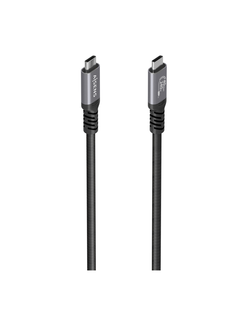 AISENS Cable USB4 Gen3x2 Aluminio 40Gbps 8K@60Hz 5A 48V 240W E-Mark, Tipo USB-C/M-USB-C/M, Negro, 2.0m