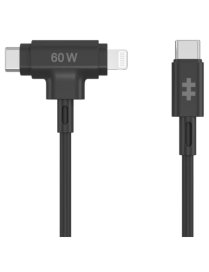 HYPER HyperJuice cable USB USB 2.0 1,5 m USB C USB C/Lightning 60 W Negro