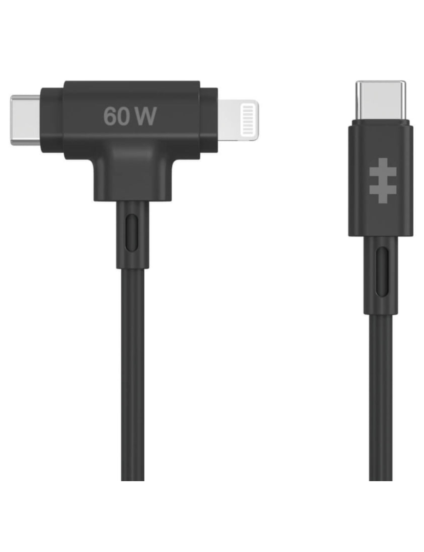 HYPER HyperJuice cable USB USB 2.0 1,5 m USB C USB C/Lightning 60 W Negro