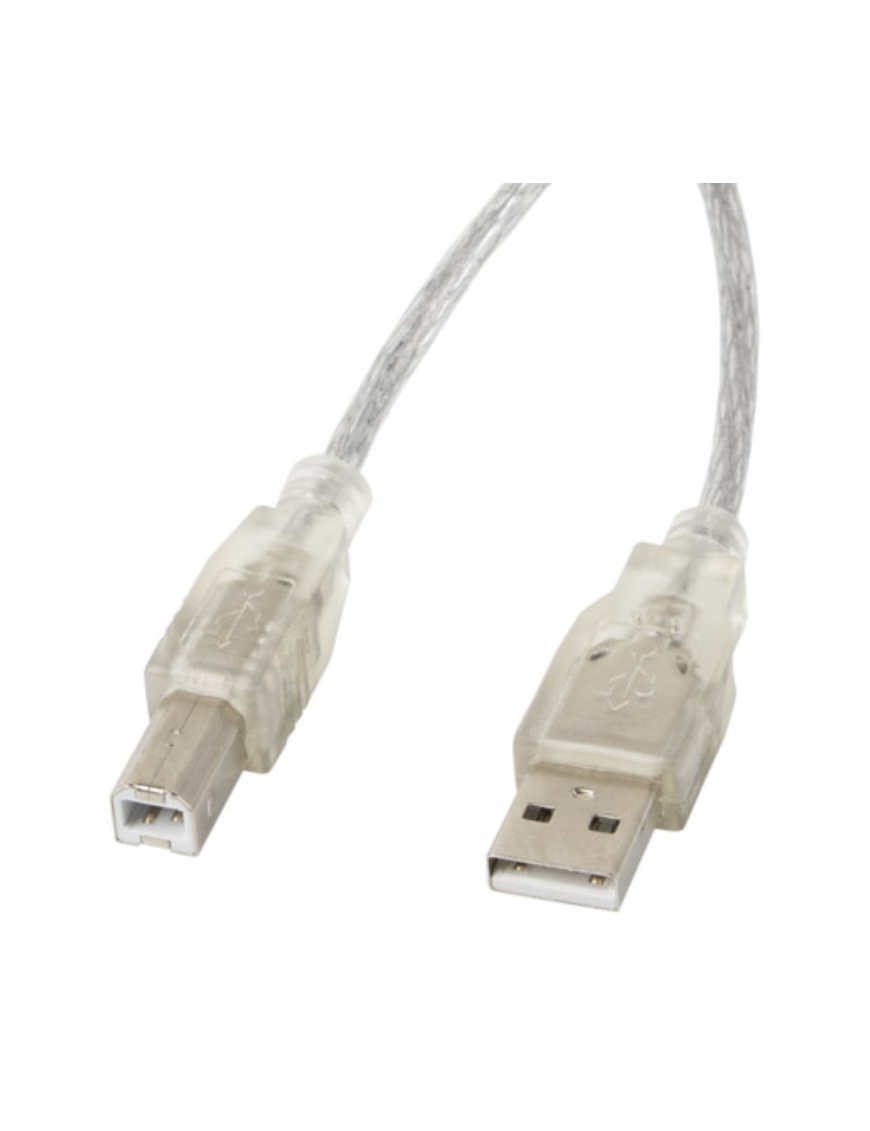 Lanberg CA-USBA-12CC-0030-TR cable USB USB 2.0 3 m USB B Transparente