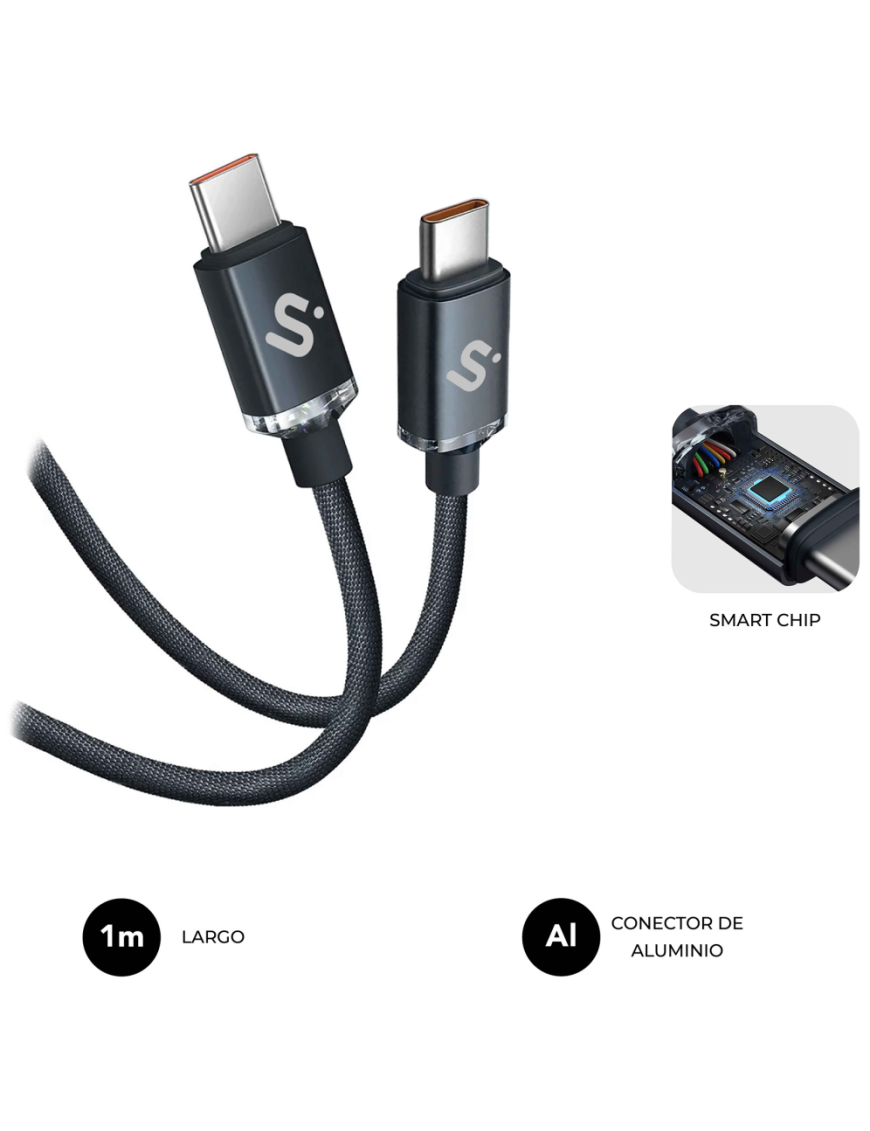 SUBBLIM CABLE OPTIMUS 60W C-C 1m BLACK