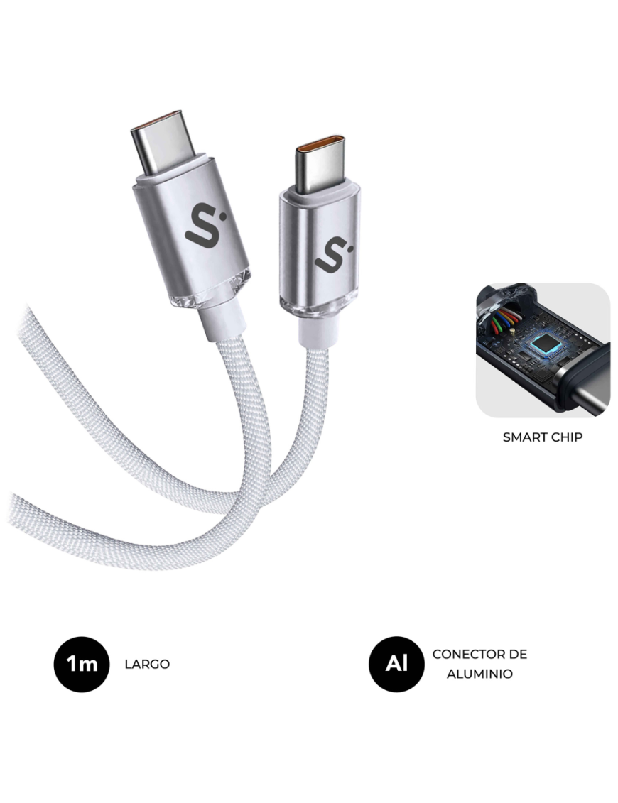 SUBBLIM CABLE OPTIMUS 60W C-C 1m WHITE