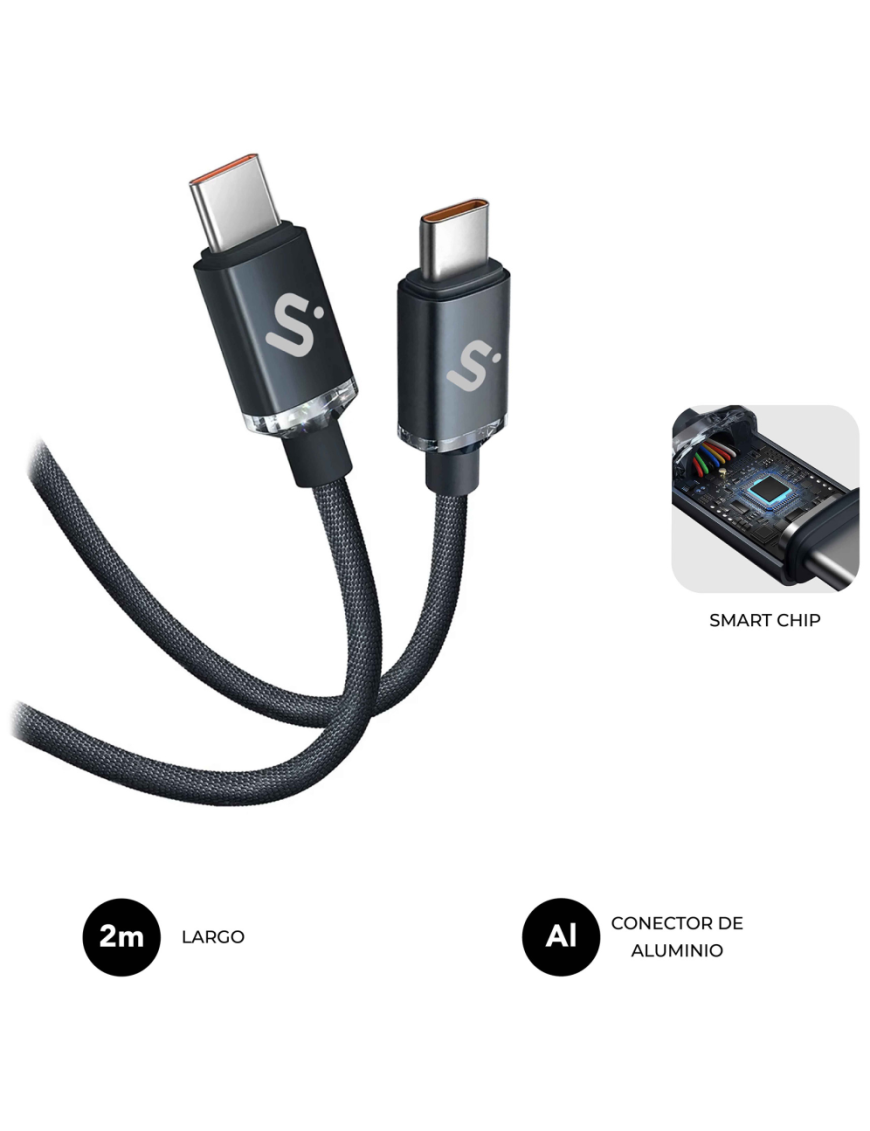 SUBBLIM CABLE OPTIMUS 60W C-C 2m BLACK