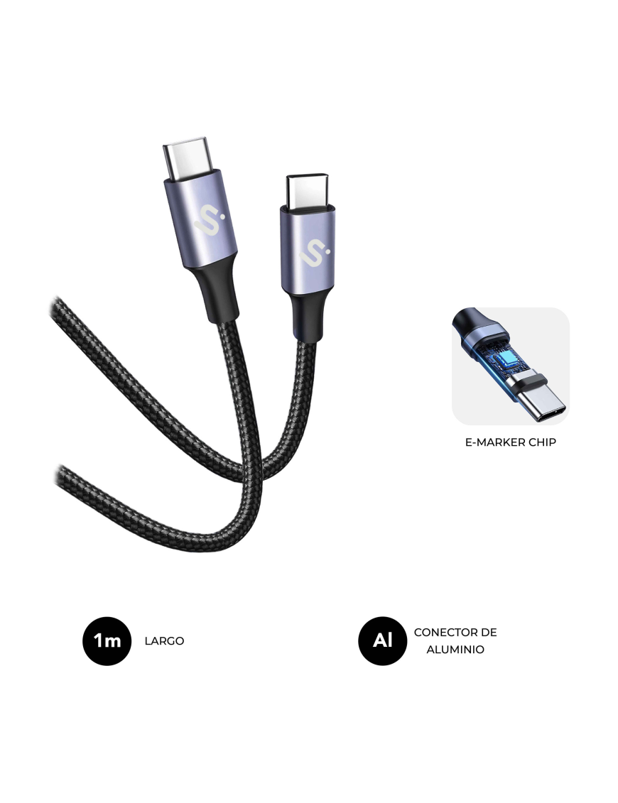 SUBBLIM CABLE PLUS 100W C-C 1m BLACK