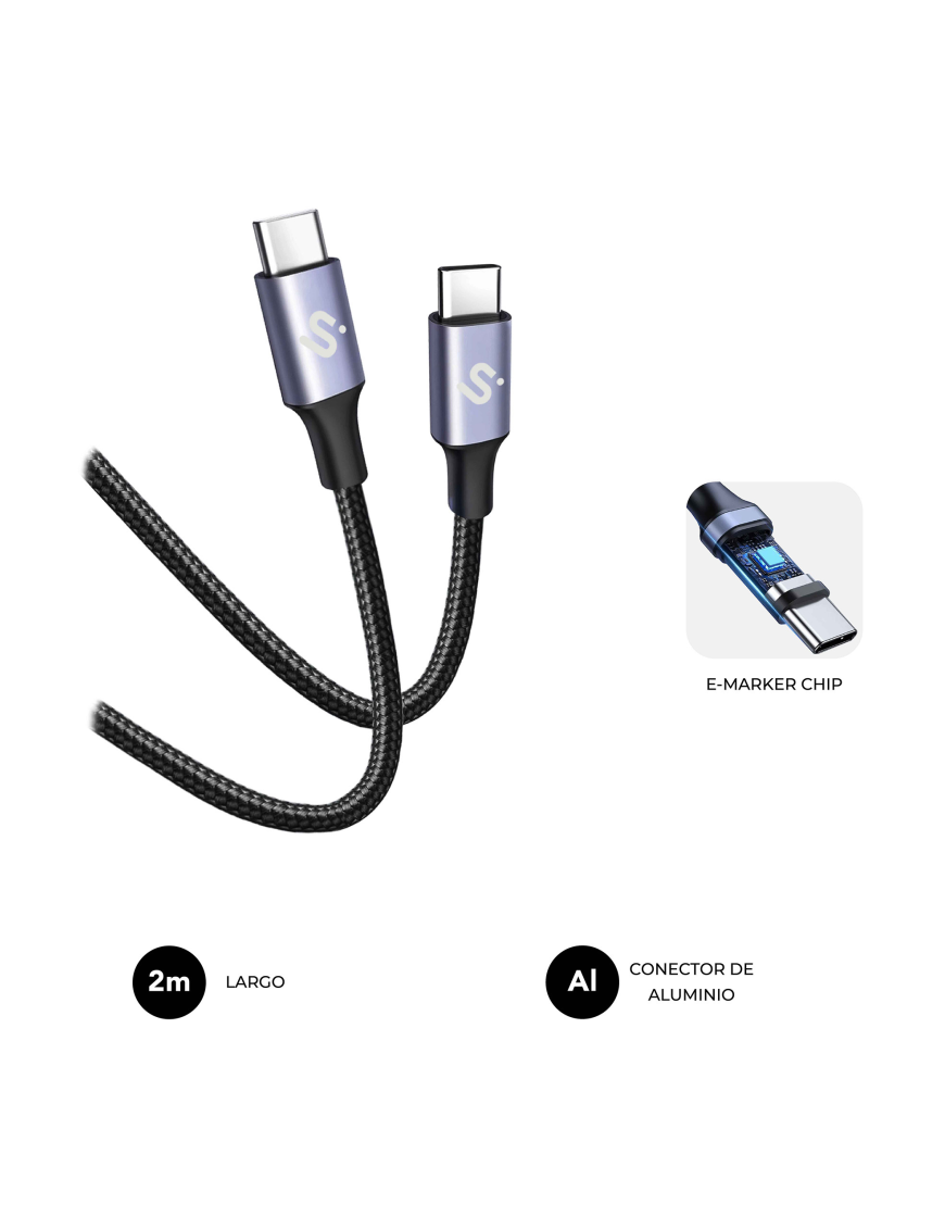 SUBBLIM CABLE PLUS 100W C-C 2m BLACK