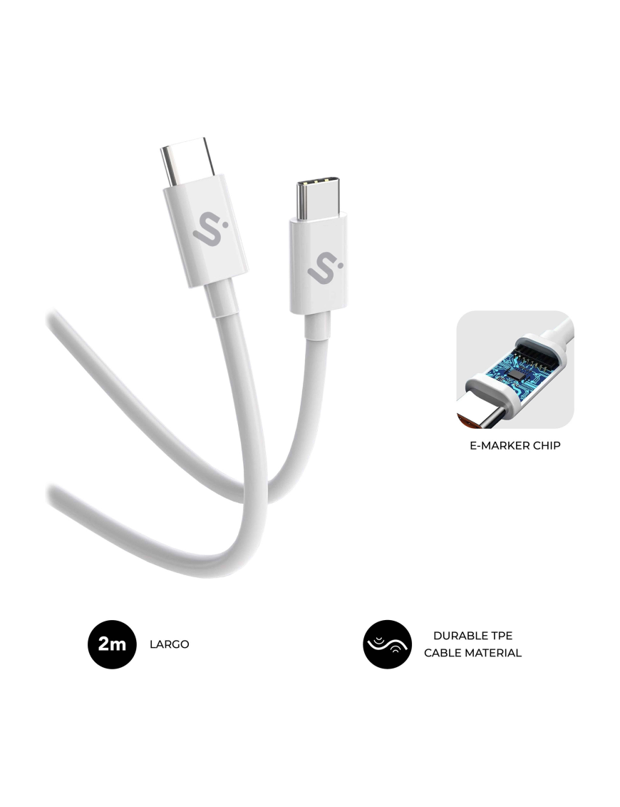 SUBBLIM CABLE PLUS 100W C-C 2m WHITE