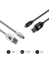 SUBBLIM PACK 2 CABLES USB A MICRO USB (2.4A) 1M BLACK/SILVER cable USB Micro-USB A Aluminio, Negro, Gris, Blanco
