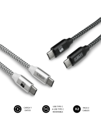 SUBBLIM PACK 2 CABLES USB TIPO USB-C A USB-C 1 M BLACK/SILVER