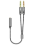 AISENS Cable Adaptador Audio Jack 3.5 4pines/H-2xjack 3.5 3pines/M, Gris, 25cm