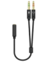 AISENS Cable Adaptador Audio Jack 3.5 4pines/H-2xjack 3.5 3pines/M, Negro, 25cm