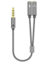 AISENS Cable Adaptador Audio Jack 3.5 4pines/M-2xjack 3.5 3pines/H, Gris, 25cm