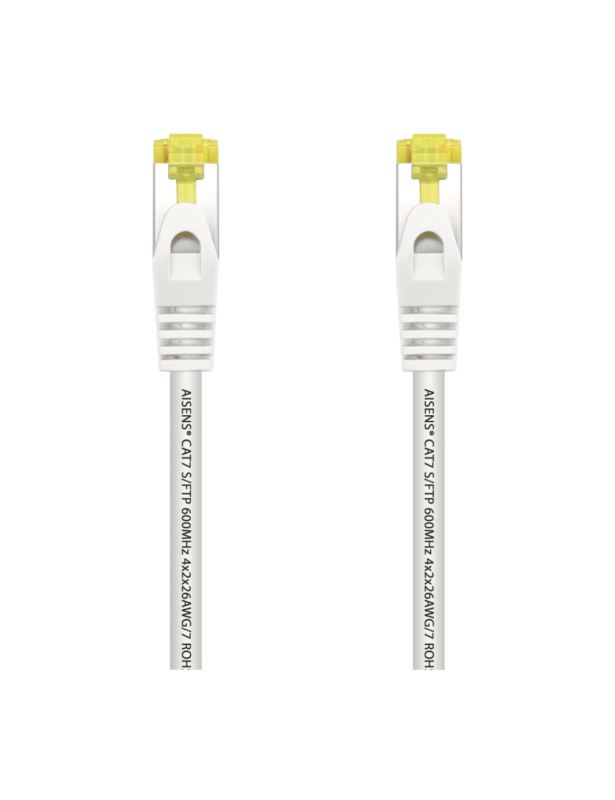 AISENS Cable De Red Latiguillo RJ45 LSZH Cat.7 600 MHz S/FTP PIMF AWG26, Blanco, 1.0 m