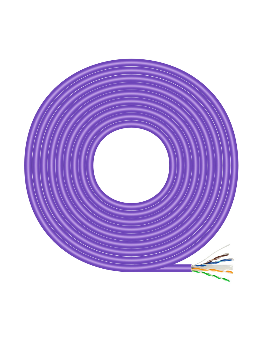 AISENS Cable de Red RJ45 LSZH Cat.6 UTP Rigido AWG23 CCA (Aleacion), Violeta, 100M