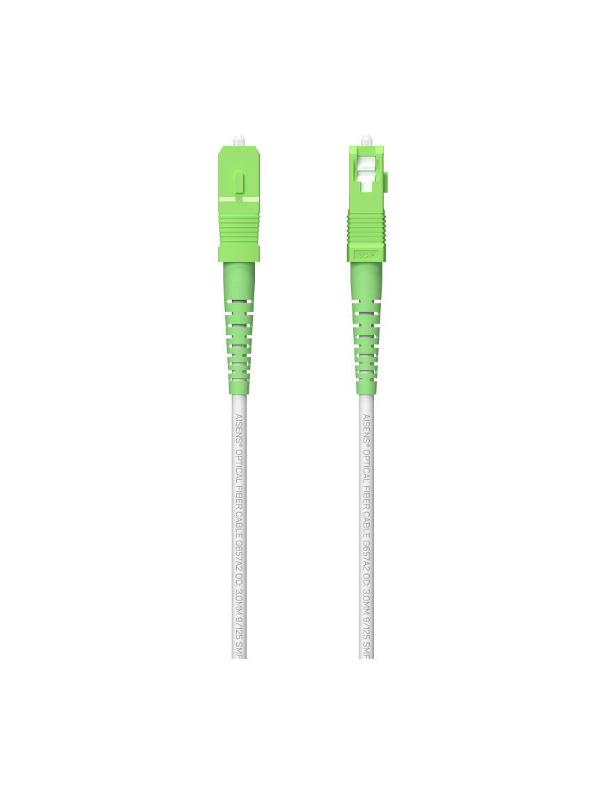 AISENS Cable Fibra Óptica Latiguillo G657A2 3.0 9/125 SMF Simplex CPR DCA LSZH, SC/APC-SC/APC, Blanco, 100 m