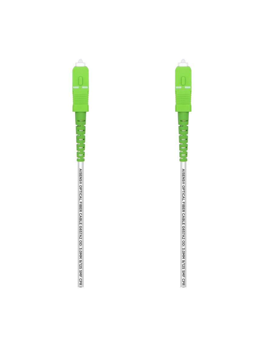 AISENS Cable Fibra Óptica Latiguillo G657A2 3.0 9/125 SMF Simplex CPR DCA LSZH, SC/APC-SC/APC, Blanco, 40 m