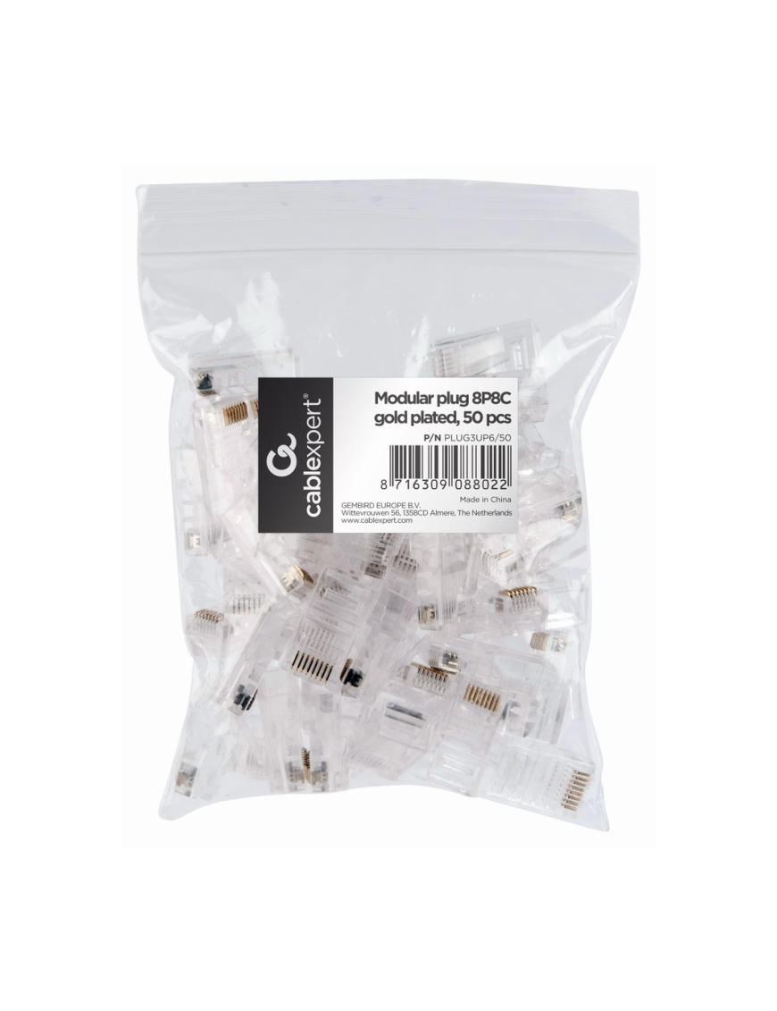 Gembird PLUG3UP6/50 conector RJ-45 Transparente