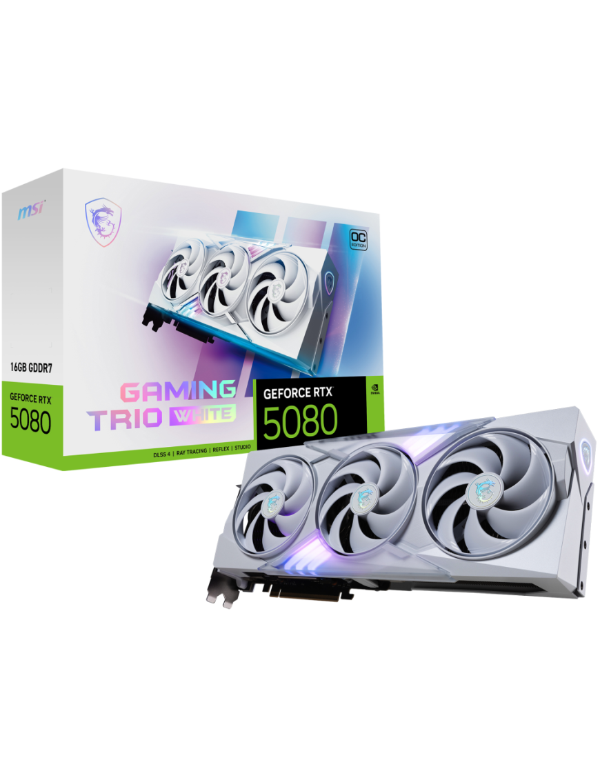 MSI GAMING GEFORCE RTX 5080 16G TRIO OC WHITE tarjeta gráfica NVIDIA 16 GB GDDR7