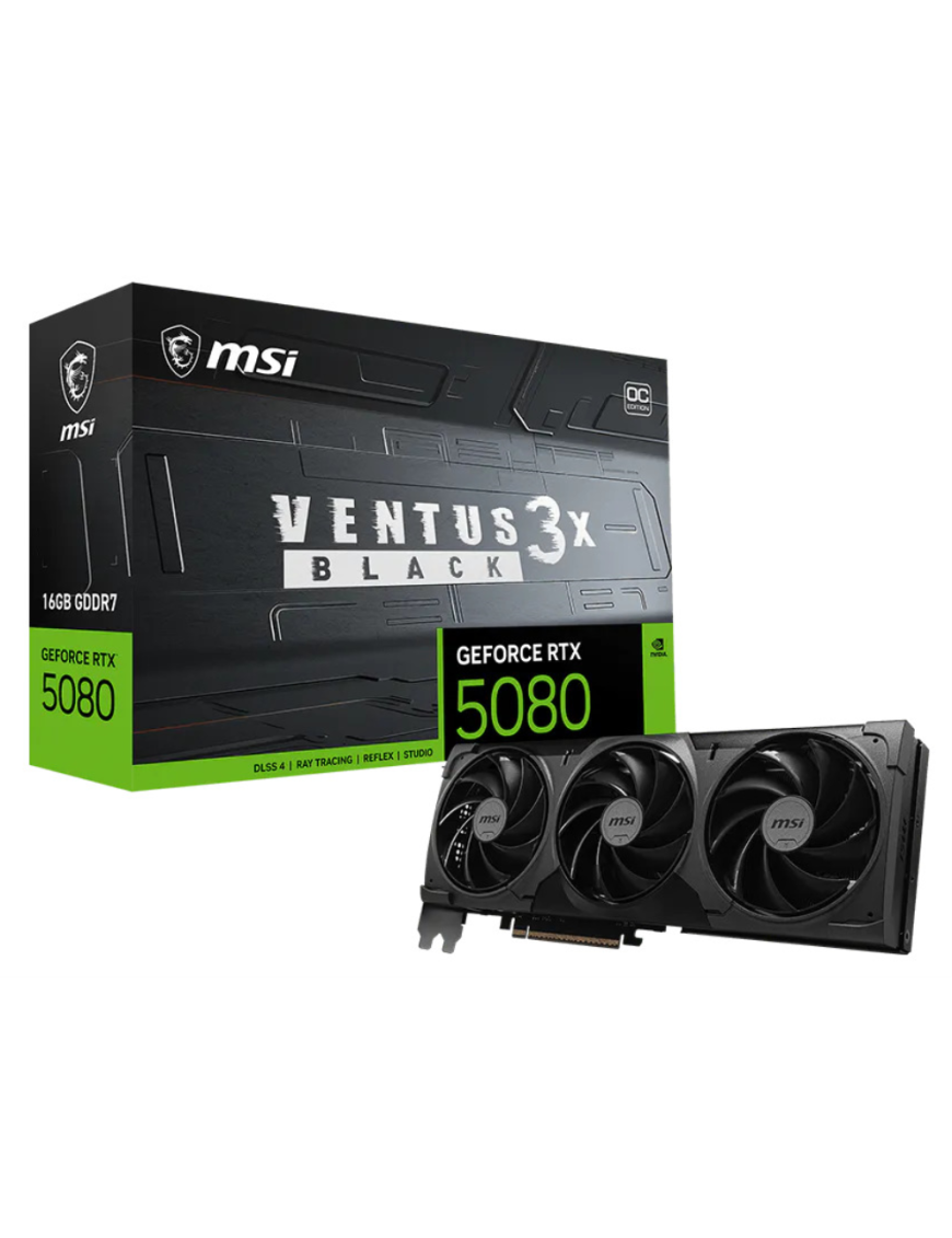 MSI VENTUS GEFORCE RTX 5080 16G 3X OC BLACK tarjeta gráfica NVIDIA 16 GB GDDR7