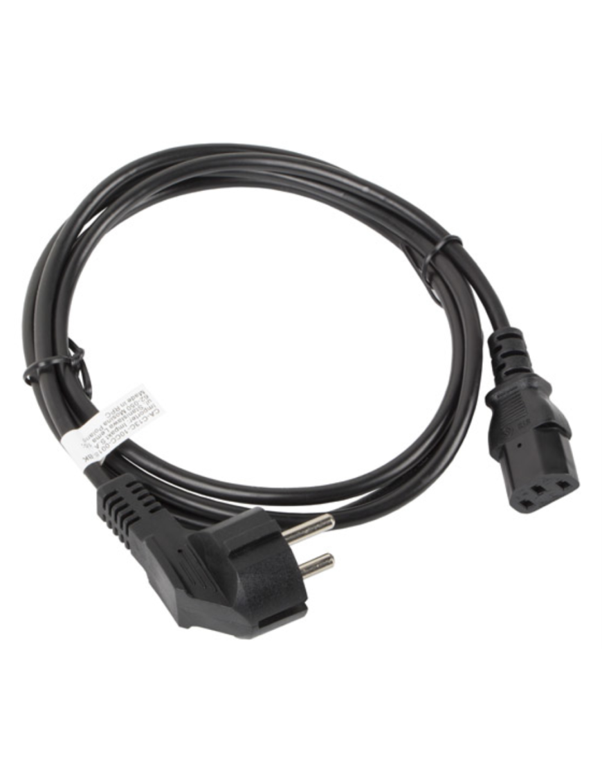 Lanberg CA-C13C-10CC-0018-BK cable de transmisión Negro 1,8 m C13 acoplador CEE7/7